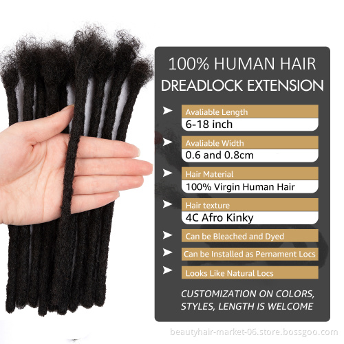 Wholesale 0.4 cm 0.6 cm 0.8 cm human hair dreadlocks extensions vendors,real human hair loc extensions,afro kinky dread locks